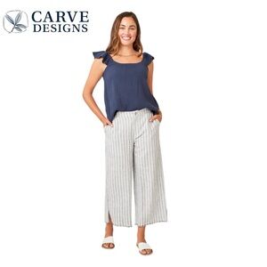 Carve Designs Wide Leg Pants - Navy and White